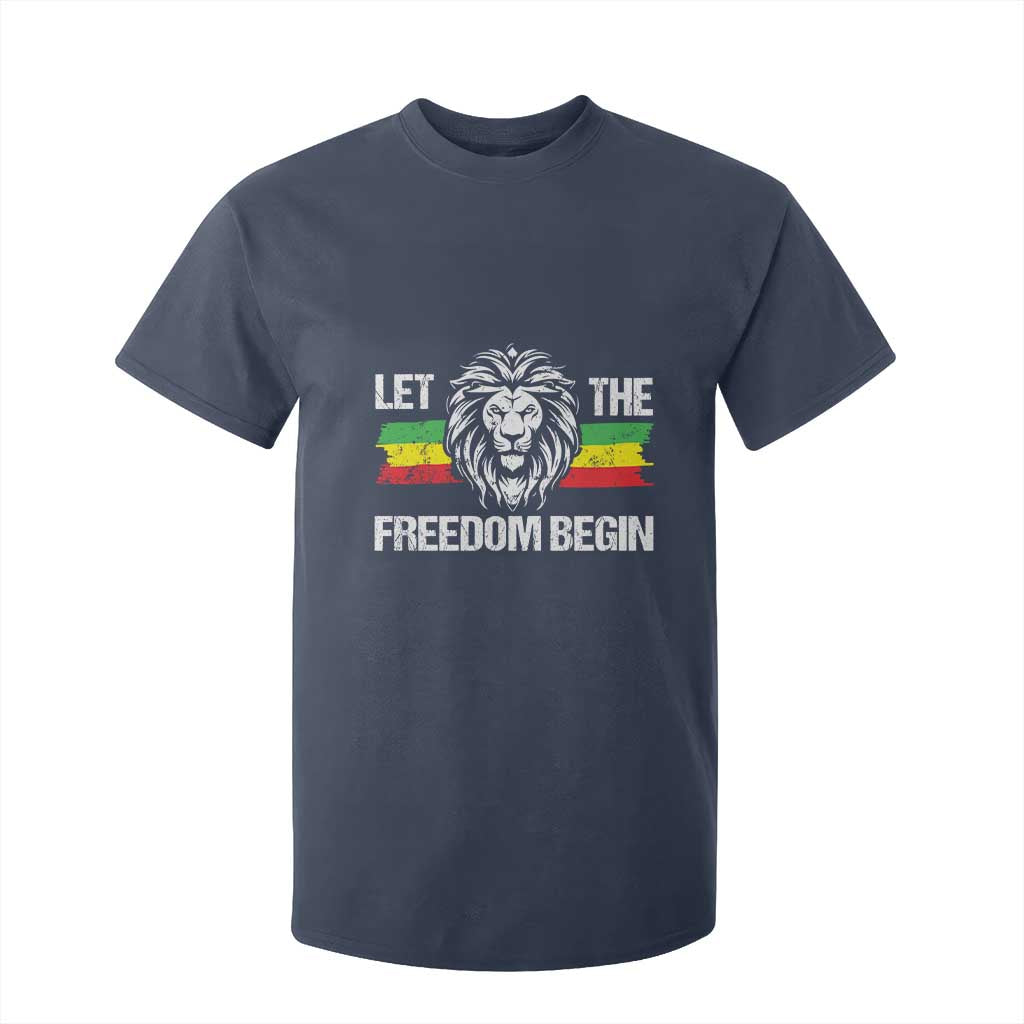 Juneteenth T Shirt For Kid African American Lion Let The Freedom Begin Melanin Pride TS09 Navy Print Your Wear