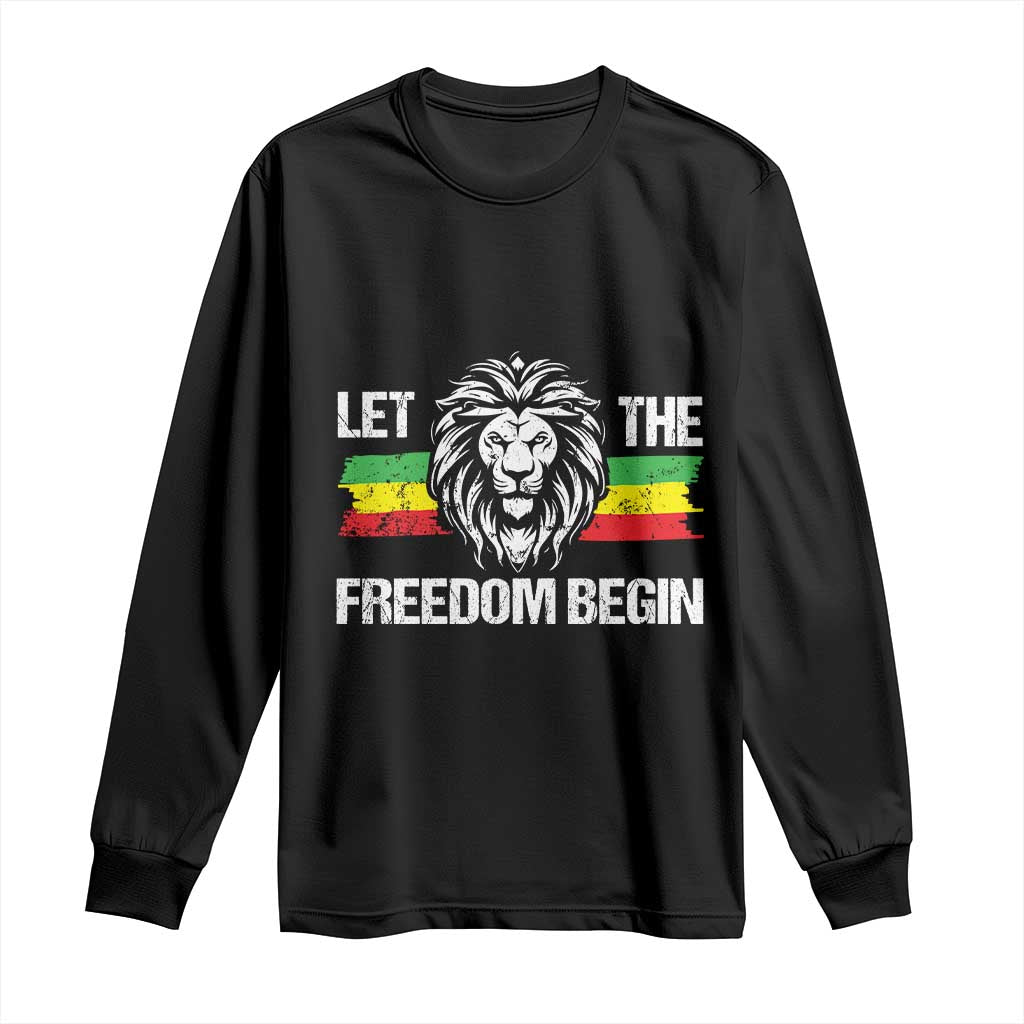 Juneteenth Long Sleeve Shirt African American Lion Let The Freedom Begin Melanin Pride TS09 Black Print Your Wear