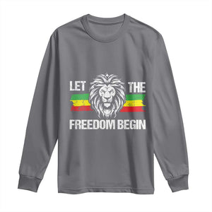 Juneteenth Long Sleeve Shirt African American Lion Let The Freedom Begin Melanin Pride TS09 Charcoal Print Your Wear