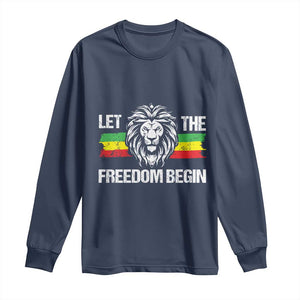 Juneteenth Long Sleeve Shirt African American Lion Let The Freedom Begin Melanin Pride TS09 Navy Print Your Wear