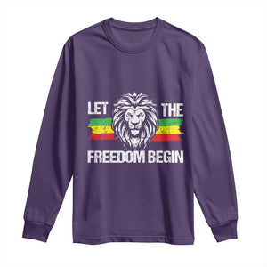 Juneteenth Long Sleeve Shirt African American Lion Let The Freedom Begin Melanin Pride TS09 Purple Print Your Wear