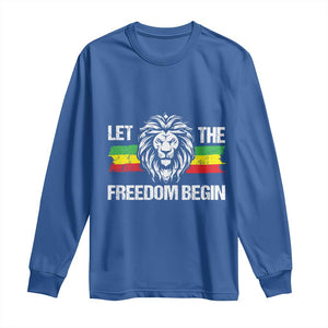 Juneteenth Long Sleeve Shirt African American Lion Let The Freedom Begin Melanin Pride TS09 Royal Blue Print Your Wear