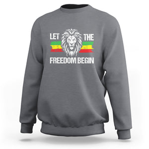 Juneteenth Sweatshirt Let The Freedom Begin African American Lion TS09 Charcoal Print Your Wear