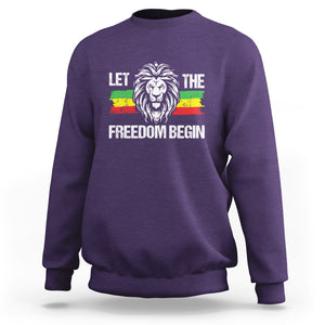 Juneteenth Sweatshirt Let The Freedom Begin African American Lion TS09 Purple Print Your Wear