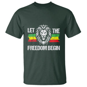 Juneteenth T Shirt Let The Freedom Begin African American Lion TS09 Dark Forest Green Print Your Wear