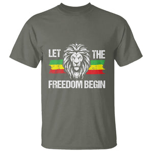 Juneteenth T Shirt Let The Freedom Begin African American Lion TS09 Military Green Print Your Wear