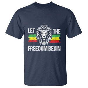 Juneteenth T Shirt Let The Freedom Begin African American Lion TS09 Navy Print Your Wear