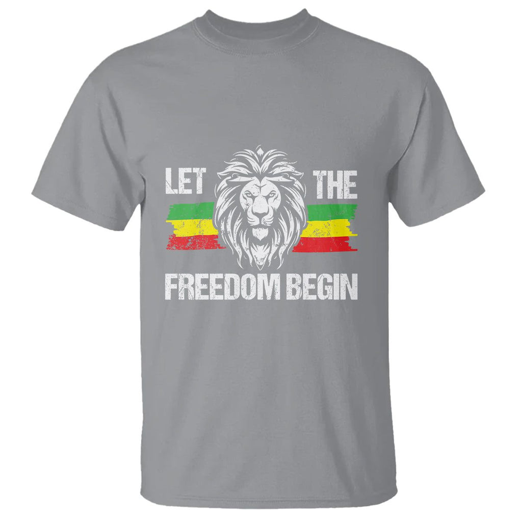 Juneteenth T Shirt Let The Freedom Begin African American Lion TS09 Sport Gray Print Your Wear