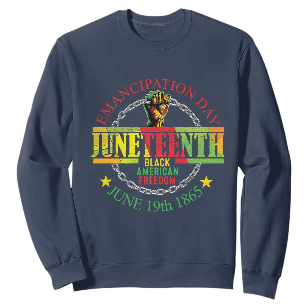 Juneteenth Sweatshirt Emancipation Day Black American Freedom June 19th 1865 TS09 Navy Print Your Wear