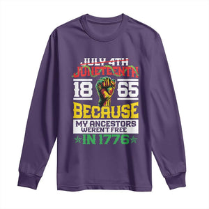 Juneteenth 1865 Long Sleeve Shirt Because My Ancestors Weren't Free In 1776 African American TS09 Purple Print Your Wear