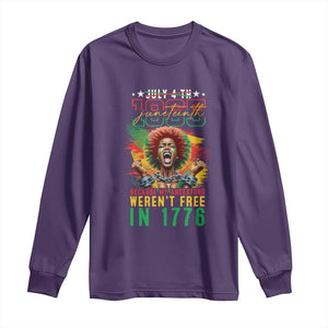 African American Juneteenth Long Sleeve Shirt Because My Ancestors Weren't Free In 1776 TS09 Purple Print Your Wear