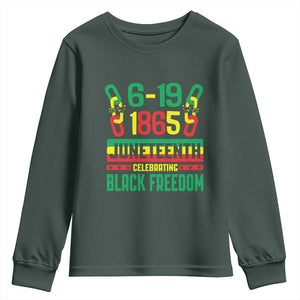 Juneteenth Youth Sweatshirt Celebrating Black Freedom 1865 TS09 Dark Forest Green Print Your Wear