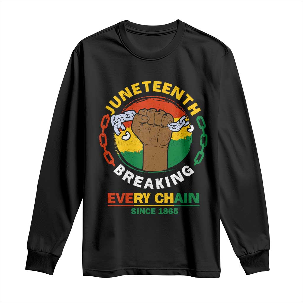 Black Freedom Juneteenth Long Sleeve Shirt Breaking Every Chain Since 1865 TS09 Black Print Your Wear