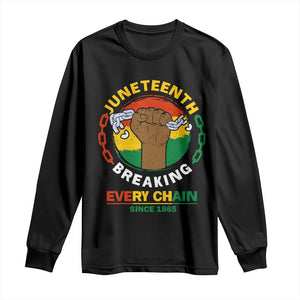 Black Freedom Juneteenth Long Sleeve Shirt Breaking Every Chain Since 1865 TS09 Black Print Your Wear