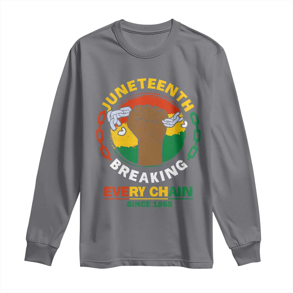 Black Freedom Juneteenth Long Sleeve Shirt Breaking Every Chain Since 1865 TS09 Charcoal Print Your Wear