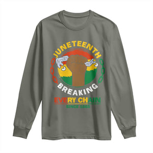 Black Freedom Juneteenth Long Sleeve Shirt Breaking Every Chain Since 1865 TS09 Military Green Print Your Wear