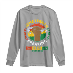 Black Freedom Juneteenth Long Sleeve Shirt Breaking Every Chain Since 1865 TS09 Sport Gray Print Your Wear