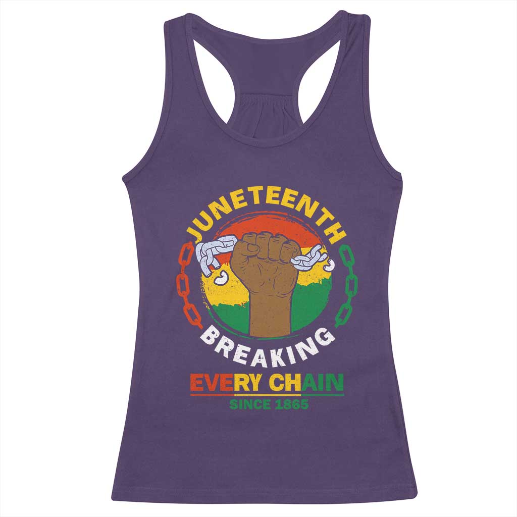 Black Freedom Juneteenth Racerback Tank Top Breaking Every Chain Since 1865 TS09 Purple Print Your Wear