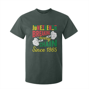 Black Pride Juneteenth T Shirt For Kid Breaking Every Chain Since 1865 TS09 Dark Forest Green Print Your Wear