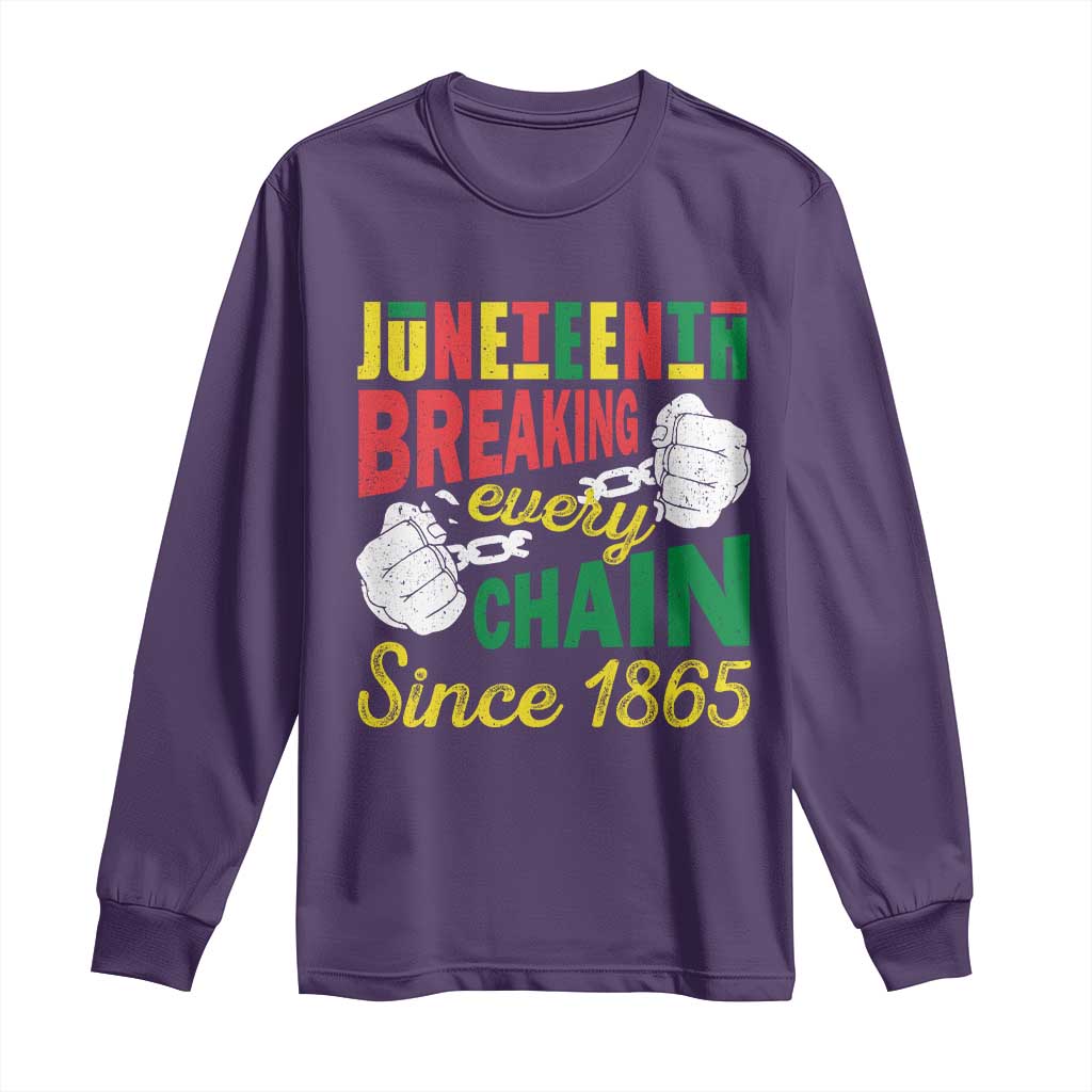 Black Pride Juneteenth Long Sleeve Shirt Breaking Every Chain Since 1865 TS09 Purple Print Your Wear