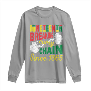 Black Pride Juneteenth Long Sleeve Shirt Breaking Every Chain Since 1865 TS09 Sport Gray Print Your Wear