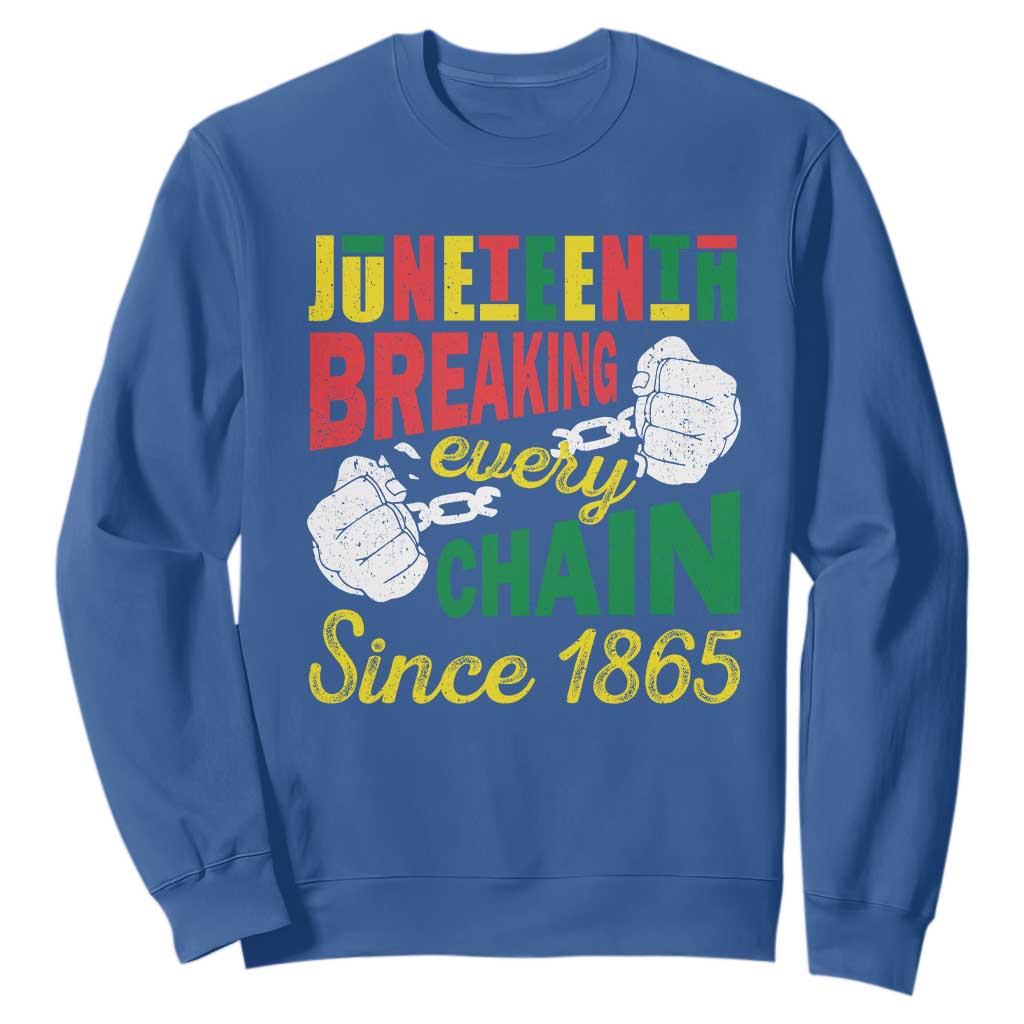 Juneteenth Sweatshirt Breaking Every Chain Since 1866 TS09 Royal Blue Print Your Wear