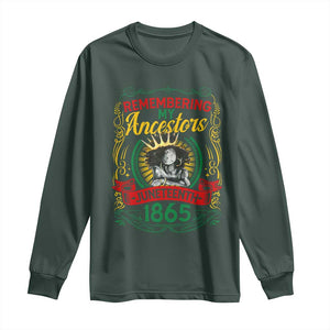 Black Women Pride Juneteenth Long Sleeve Shirt Remembering My Ancestors Melanin TS09 Dark Forest Green Print Your Wear