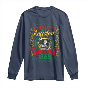 Black Women Pride Juneteenth Long Sleeve Shirt Remembering My Ancestors Melanin TS09 Navy Print Your Wear