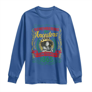 Black Women Pride Juneteenth Long Sleeve Shirt Remembering My Ancestors Melanin TS09 Royal Blue Print Your Wear