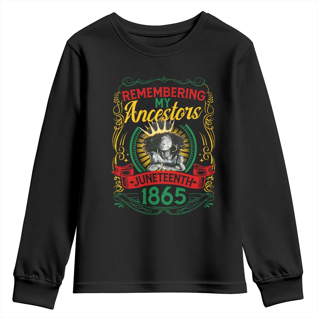 Black Women Pride Juneteenth Youth Sweatshirt Remembering My Ancestors Melanin TS09 Black Print Your Wear