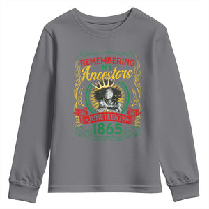 Black Women Pride Juneteenth Youth Sweatshirt Remembering My Ancestors Melanin TS09 Charcoal Print Your Wear