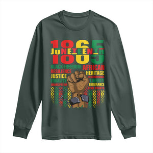 Juneteenth 1865 Long Sleeve Shirt Black Freedom African Resilience Remembrance TS09 Dark Forest Green Print Your Wear