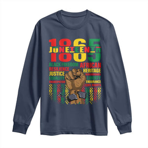 Juneteenth 1865 Long Sleeve Shirt Black Freedom African Resilience Remembrance TS09 Navy Print Your Wear