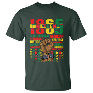 Juneteenth T Shirt 1865 Black Freedom African Resilience Remembrance TS09 Dark Forest Green Print Your Wear