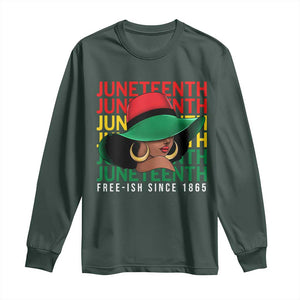 Juneteenth Long Sleeve Shirt Freeish Since 1865 Black Women Pride Melanin TS09 Dark Forest Green Print Your Wear