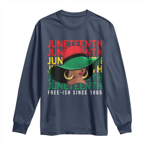 Juneteenth Long Sleeve Shirt Freeish Since 1865 Black Women Pride Melanin TS09 Navy Print Your Wear