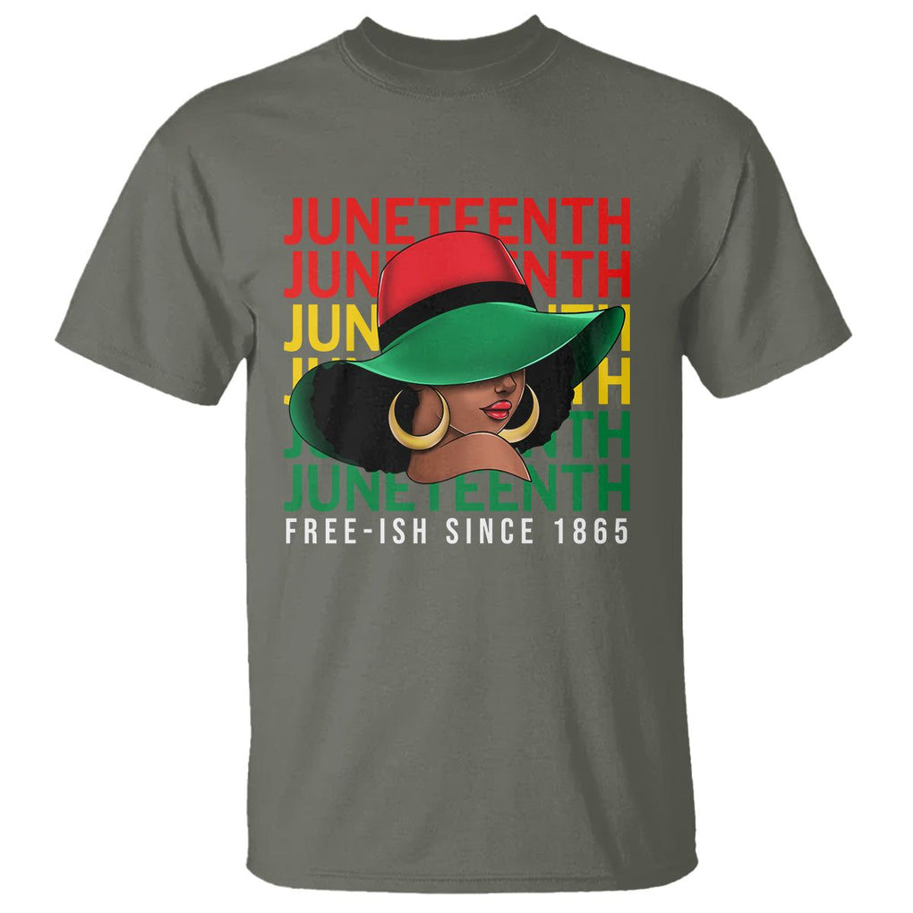 Juneteenth T Shirt Freeish Since 1865 Melanin Black Women TS09 Military Green Print Your Wear