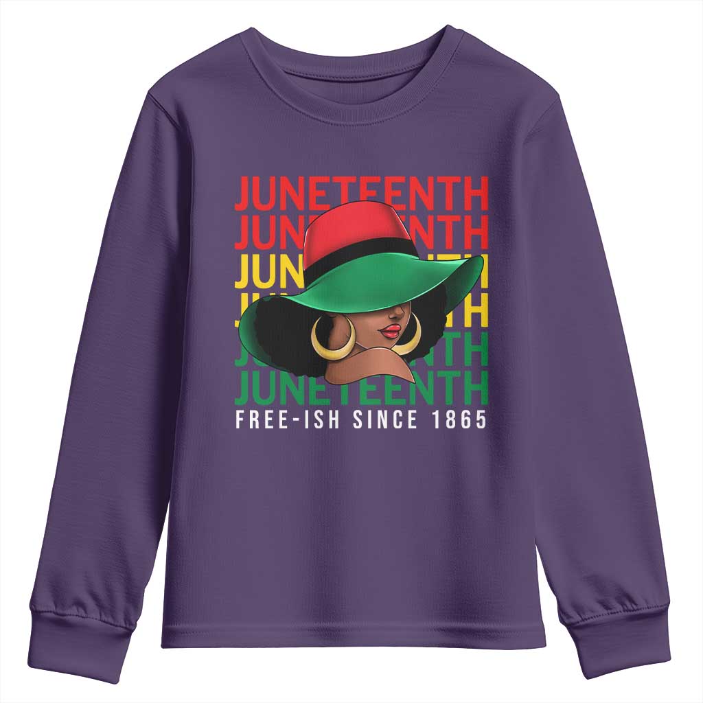 Juneteenth Youth Sweatshirt Freeish Since 1865 Black Women Pride Melanin TS09 Purple Print Your Wear