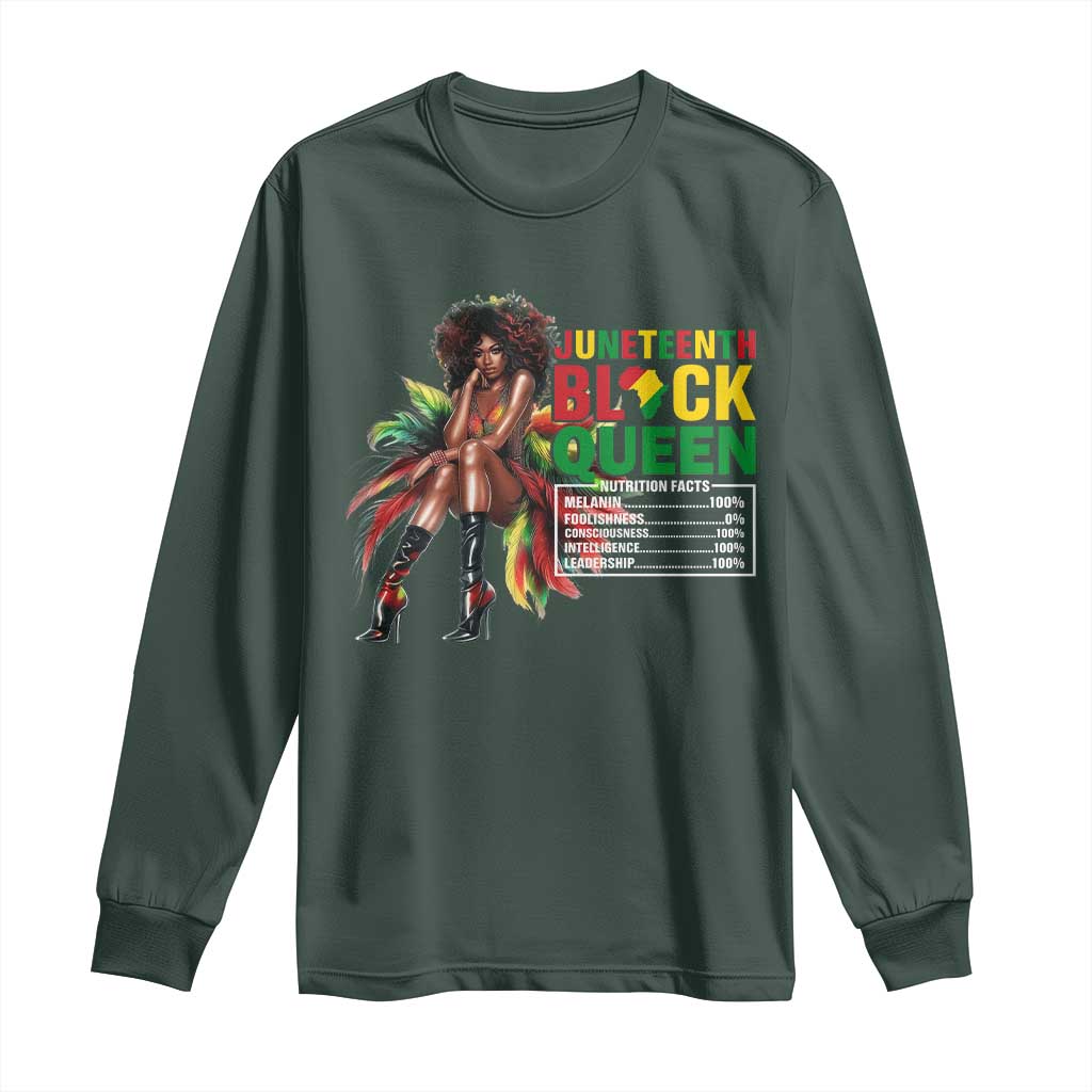 Juneteenth Long Sleeve Shirt Black Queen Nutritional Facts TS09 Dark Forest Green Print Your Wear