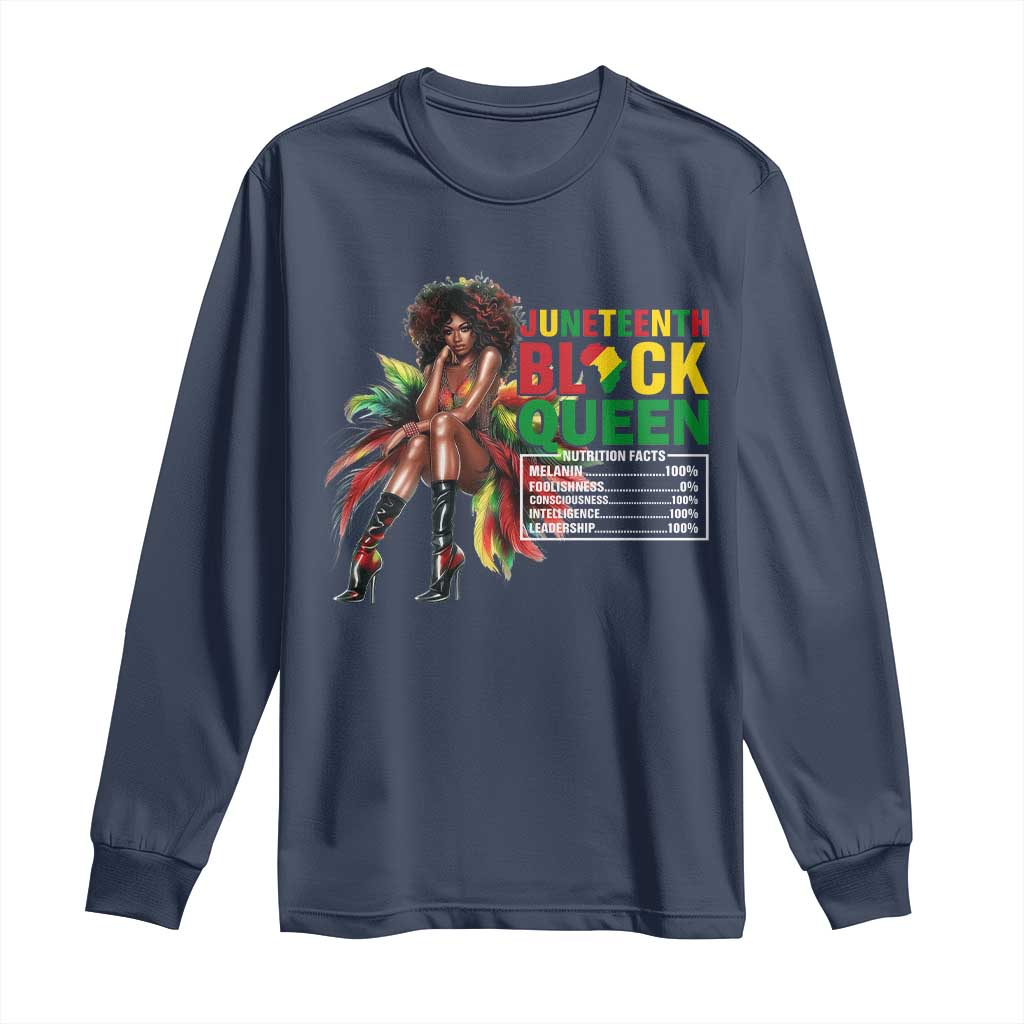 Juneteenth Long Sleeve Shirt Black Queen Nutritional Facts TS09 Navy Print Your Wear