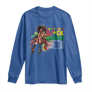 Juneteenth Long Sleeve Shirt Black Queen Nutritional Facts TS09 Royal Blue Print Your Wear