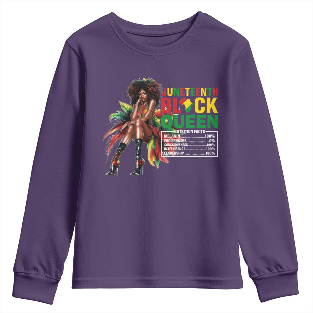 Juneteenth Youth Sweatshirt Black Queen Nutritional Facts TS09 Purple Print Your Wear