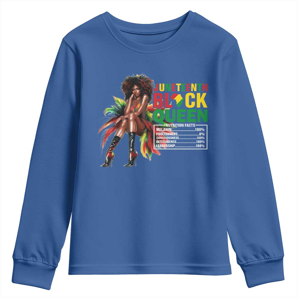 Juneteenth Youth Sweatshirt Black Queen Nutritional Facts TS09 Royal Blue Print Your Wear