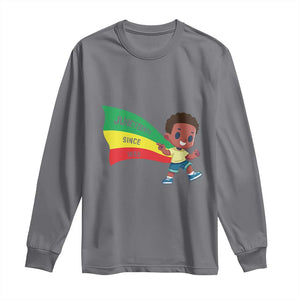 Juneteenth 1865 Cool Melanin Black Boys Kids Long Sleeve Shirt TS09 Charcoal Print Your Wear