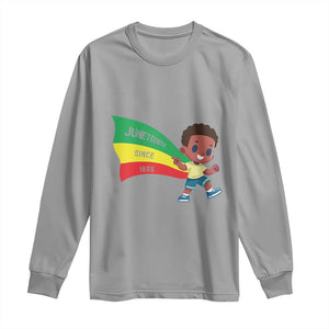 Juneteenth 1865 Cool Melanin Black Boys Kids Long Sleeve Shirt TS09 Sport Gray Print Your Wear