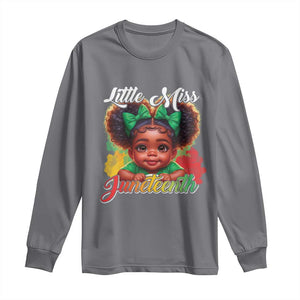 Juneteenth 1865 Little Miss Cute Melanin Black Girls Kids Long Sleeve Shirt TS09 Charcoal Print Your Wear