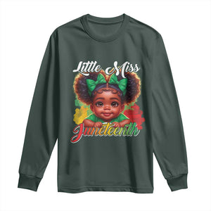 Juneteenth 1865 Little Miss Cute Melanin Black Girls Kids Long Sleeve Shirt TS09 Dark Forest Green Print Your Wear