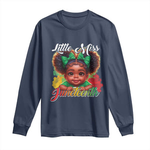 Juneteenth 1865 Little Miss Cute Melanin Black Girls Kids Long Sleeve Shirt TS09 Navy Print Your Wear