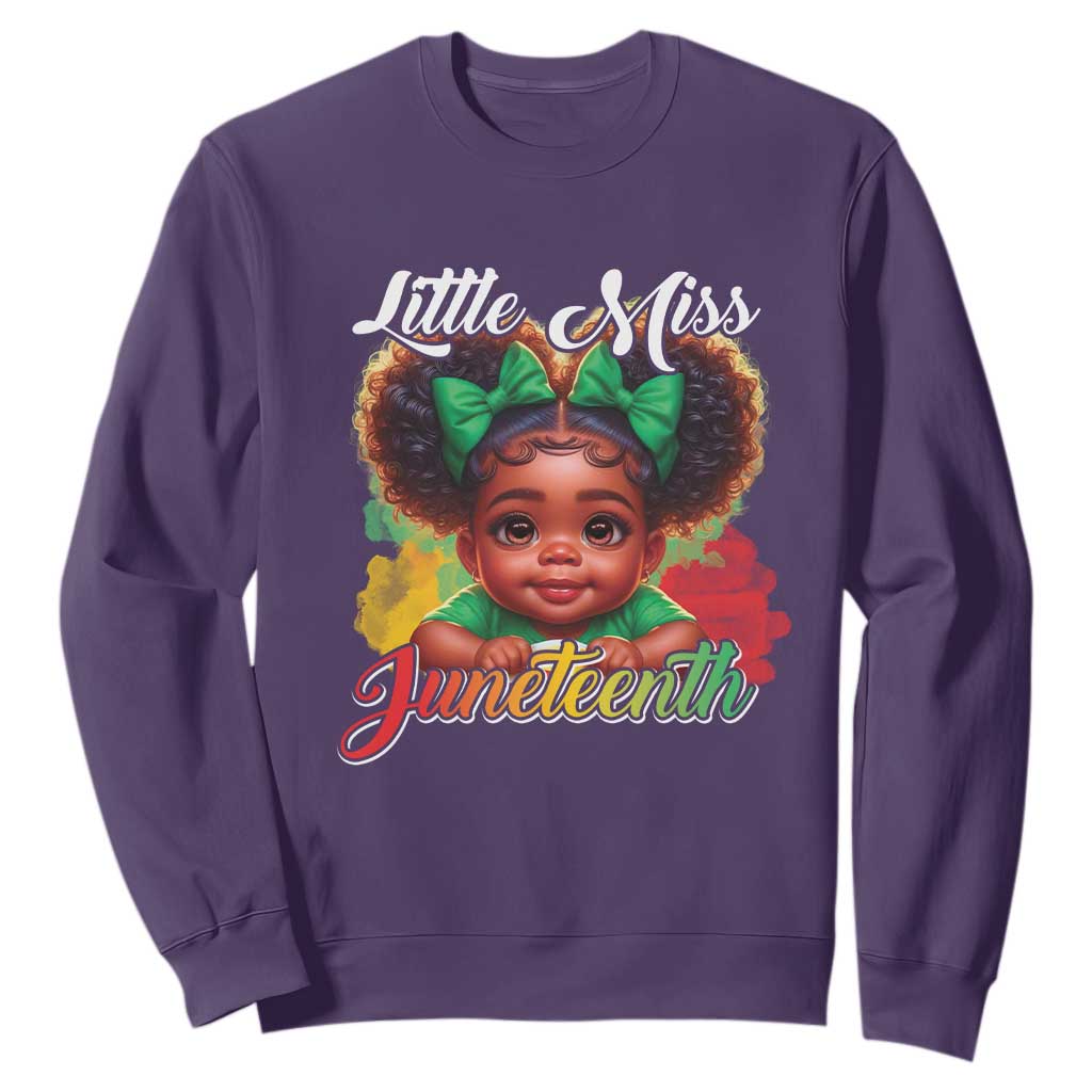 Little Miss Juneteenth Sweatshirt Cute Melanin Black Girls Kids TS09 Purple Print Your Wear