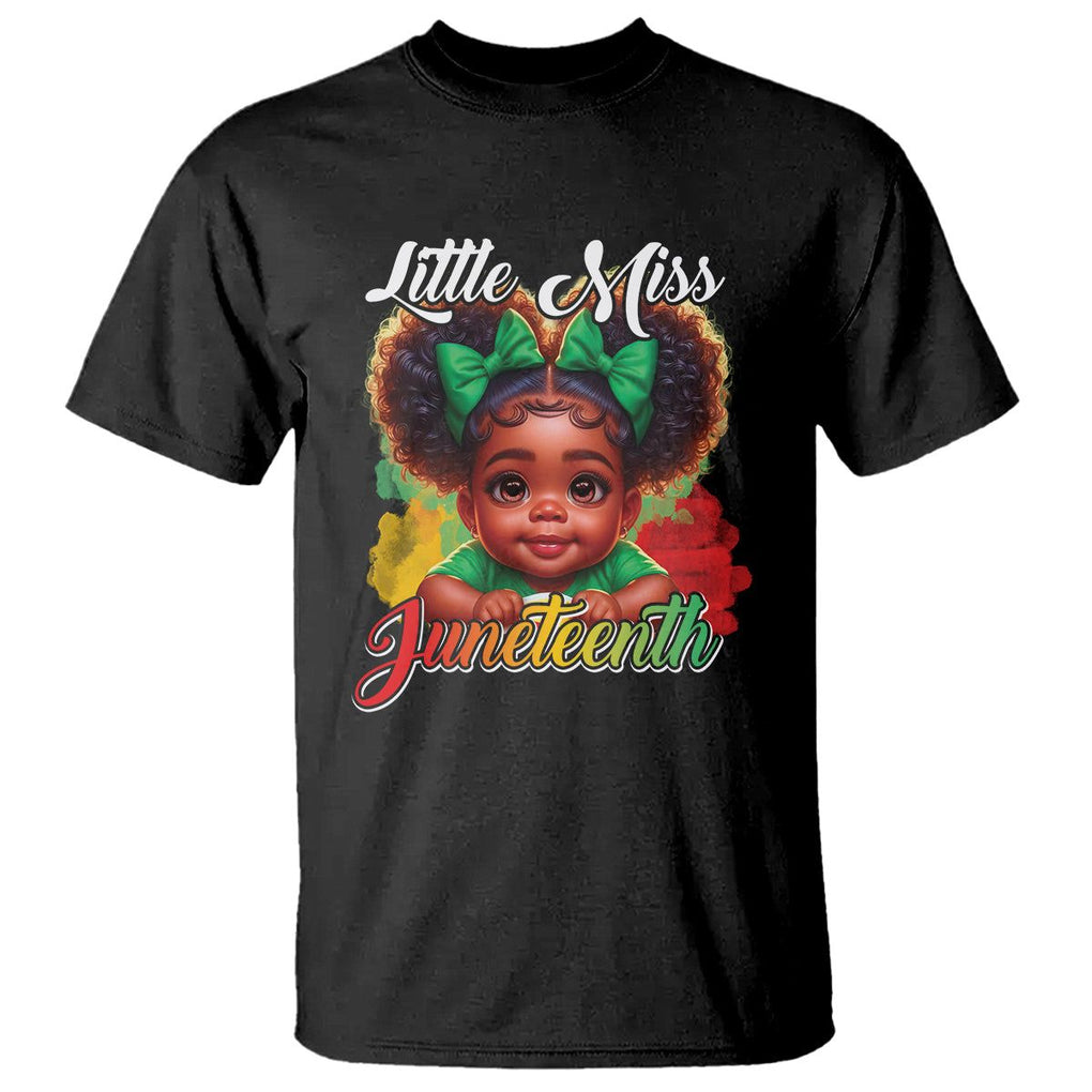 Little Miss Juneteenth T Shirt Cute Melanin Black Girls Kids TS09 Black Print Your Wear